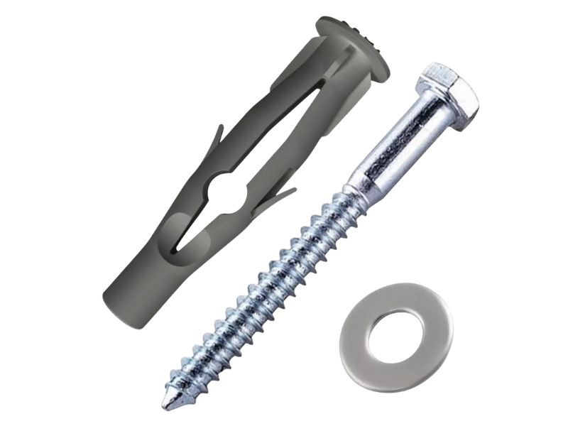 Bucha 10mm parede + parafuso + arruela 4 peças